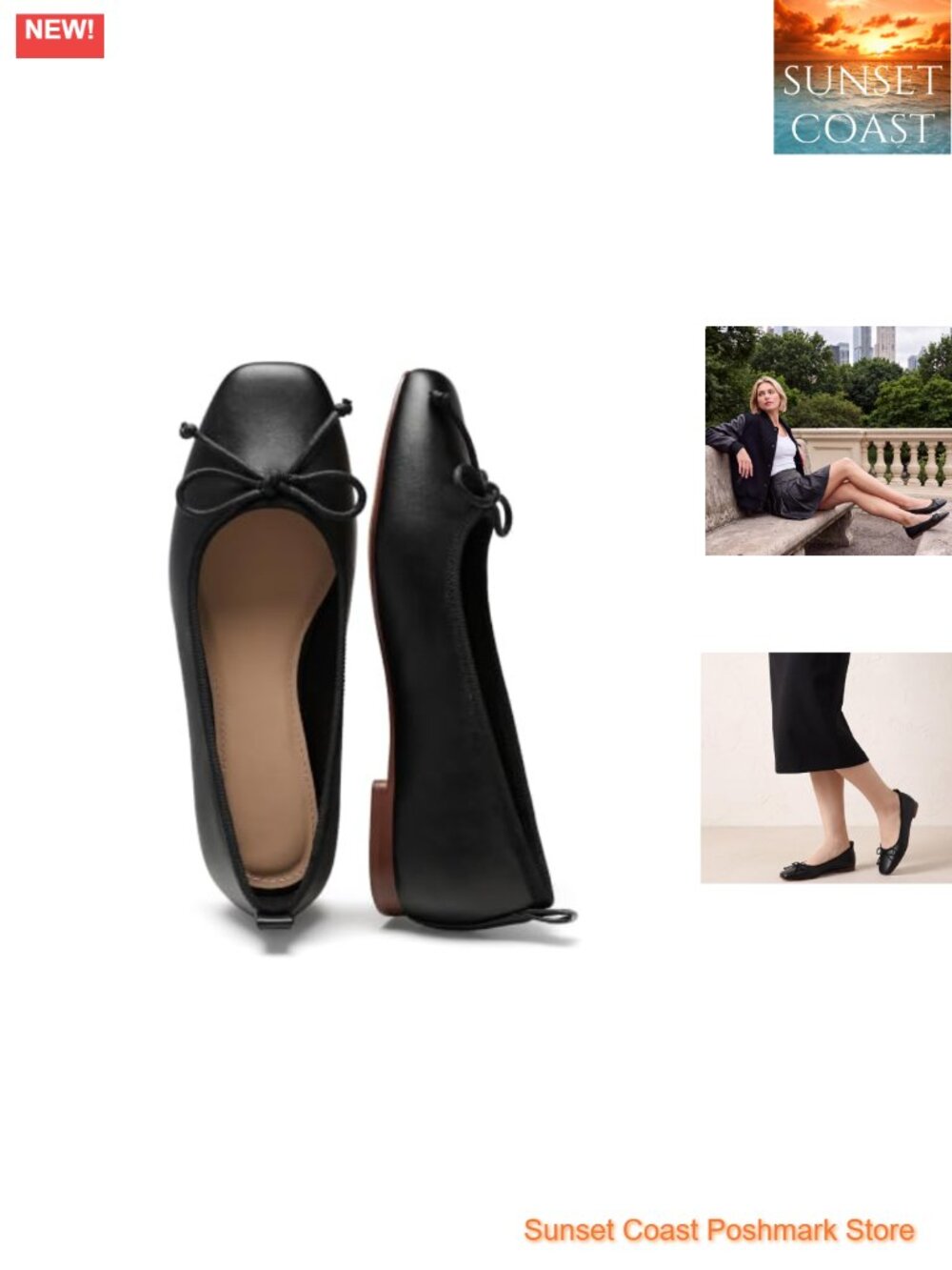 Women's Faux Leather Ballet Flats Closed Toe Slip On Bow Comfortable